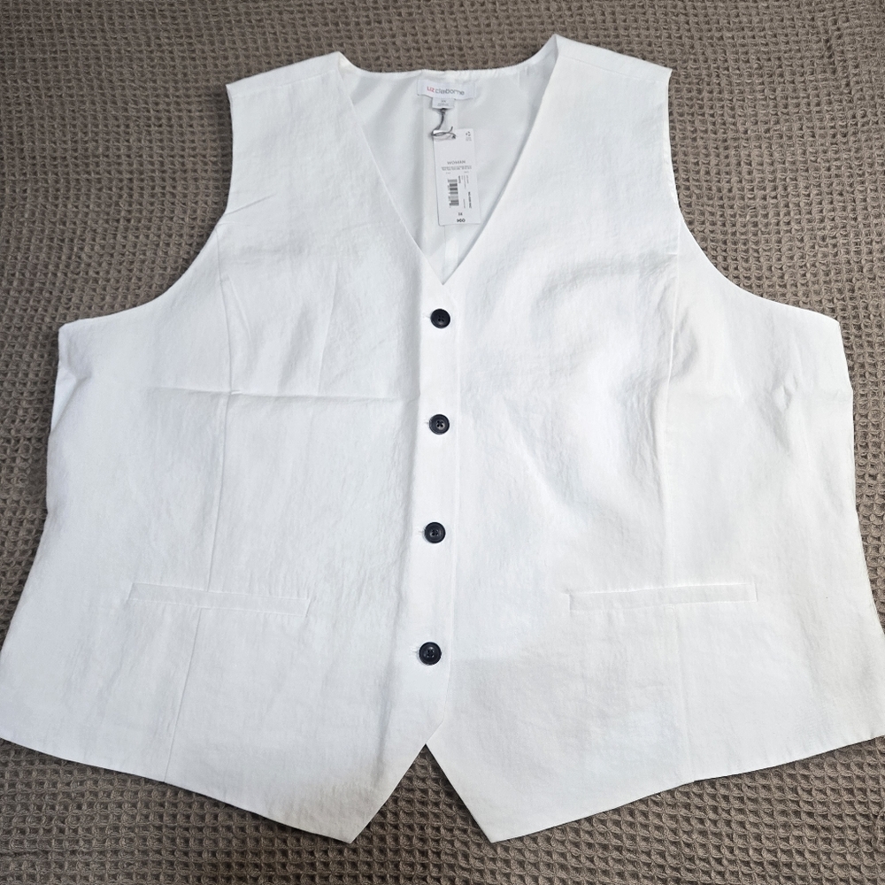 Women's Liz Claiborne White Vest Size 3X #28 - Picture 2 of 7